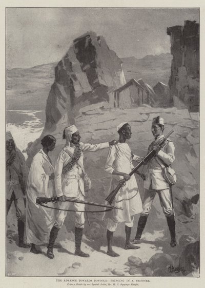 The Advance towards Dongola, Bringing in a Prisoner by English School